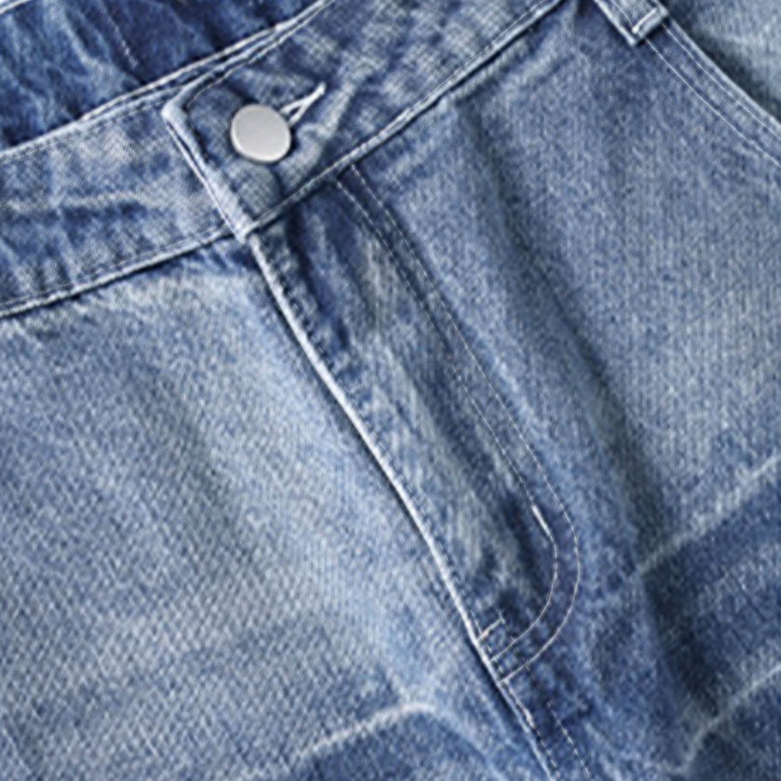 Jean Homme Coupe Droite Denim Bleu Délavé