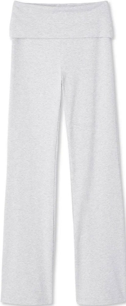 Pantalon de Yoga Femme Taille Haute Évasé Gris Clair