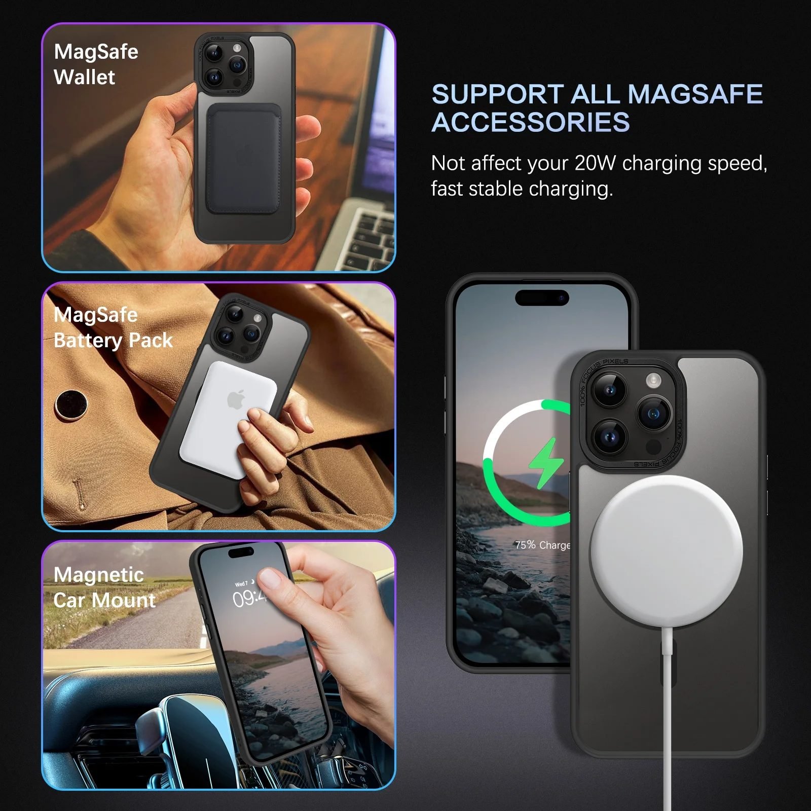 Coque de Protection Mat Compatible MagSafe pour iPhone