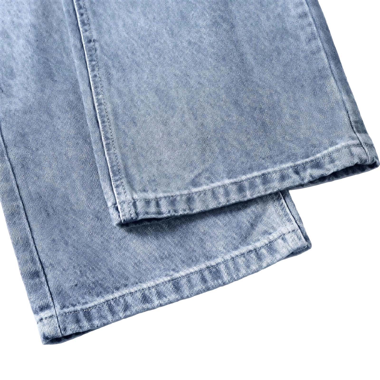 Jean Homme Coupe Droite Denim Bleu Délavé