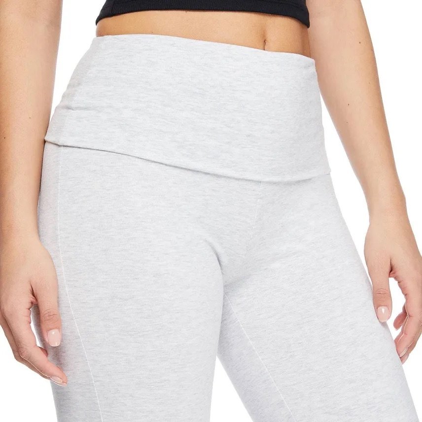 Pantalon de Yoga Femme Taille Haute Évasé Gris Clair