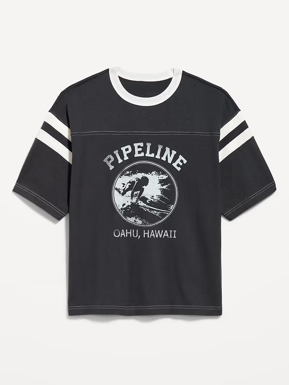 T-shirt Homme Oversize Pipeline Oahu Hawaii – Manches Rayées Vintage