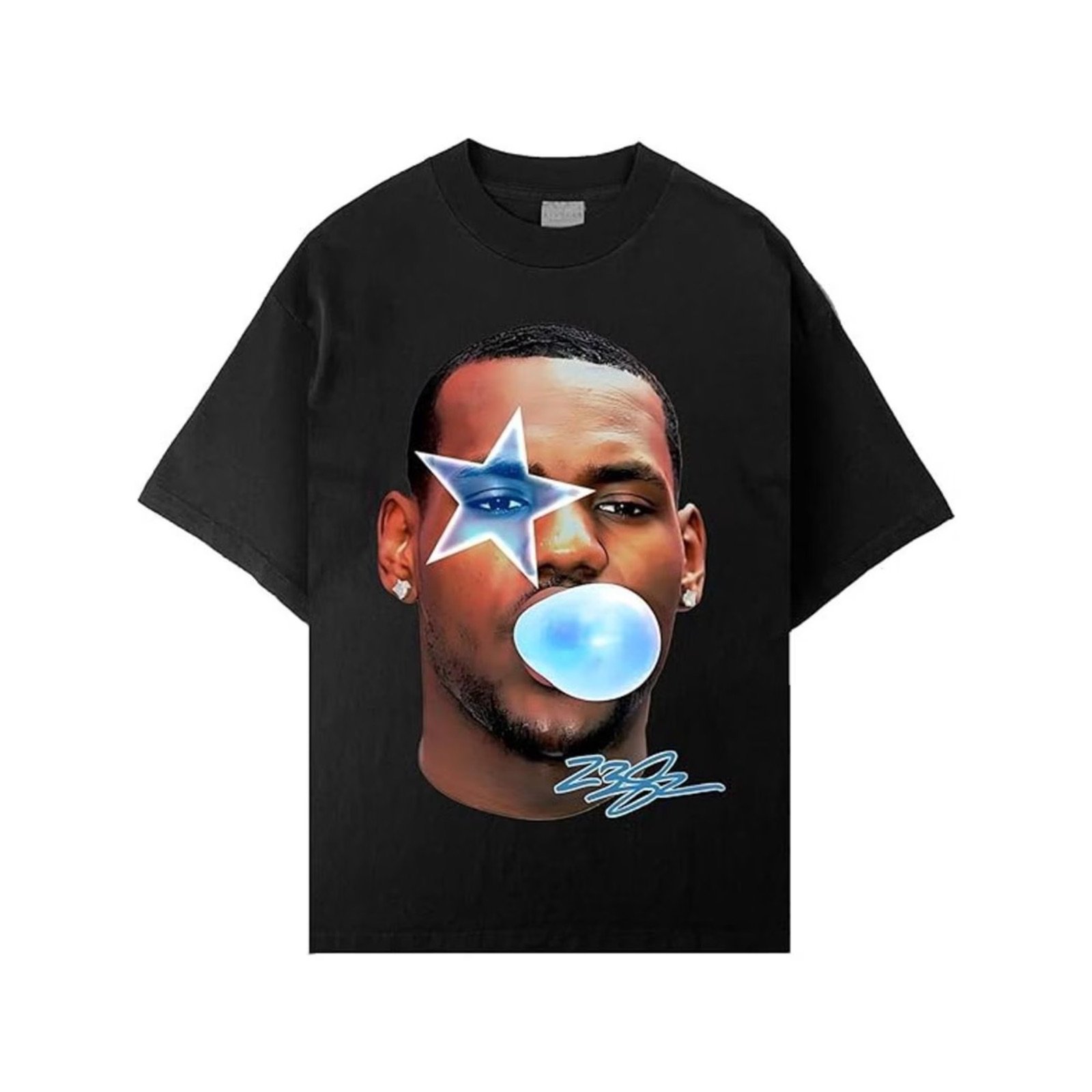 T-shirt Homme Oversize Imprimé Portrait Artistique Streetwear